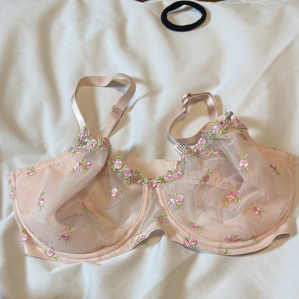 Floral Embroidered Sheer Bra